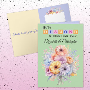 Happy Diamond Jubiläum nennt Blume grün Karte