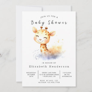Happy Digital Giraffe Baby Dusche Einladung
