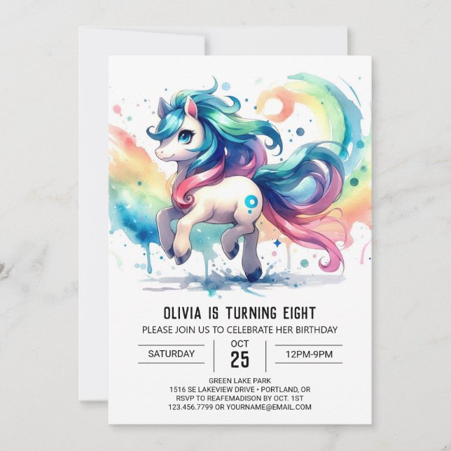 Happy Digital Horse Geburtstag Einladung (Vorderseite)