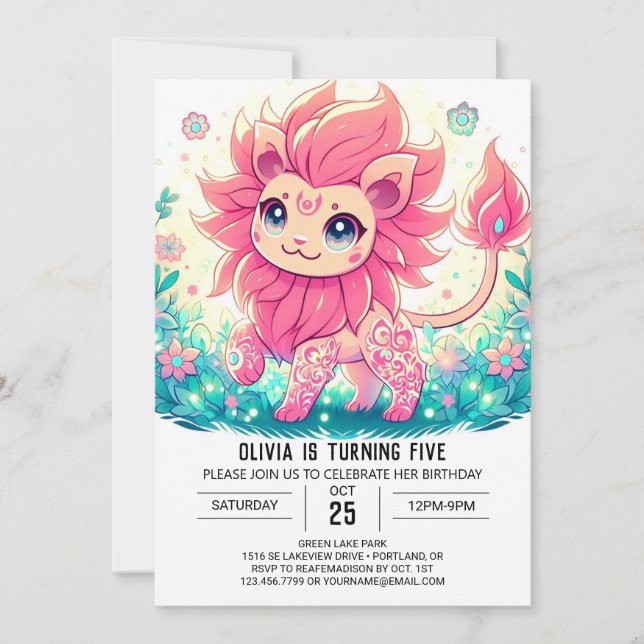 Happy Digital Lion Birthday Einladung (Vorderseite)