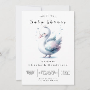 Happy Digital Swan Baby Shower Einladung