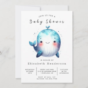 Happy Digital Whale Baby Shower Einladung