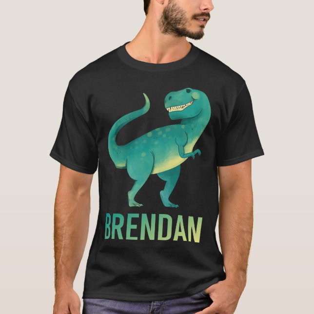 Happy Dinosaur - Brendan Name T-Shirt (Vorderseite)