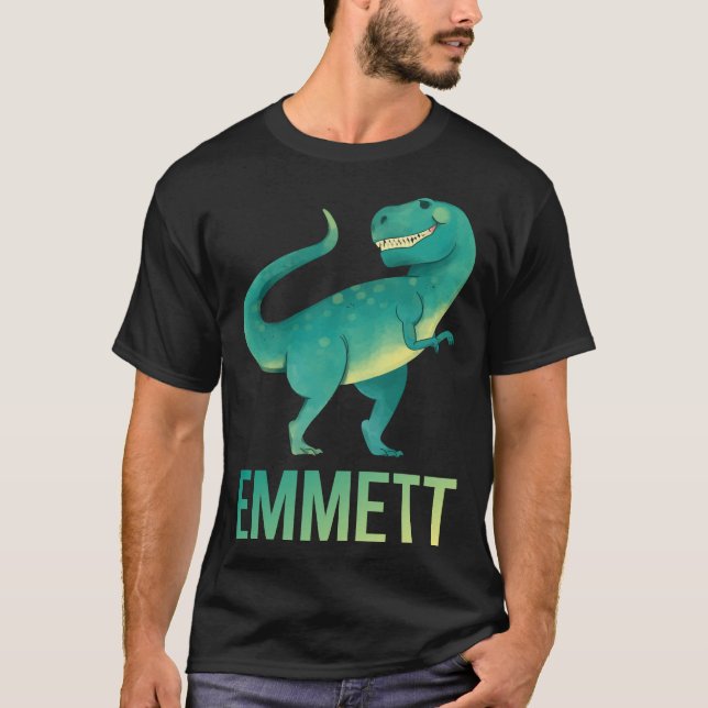 Happy Dinosaur - Emmett Name T-Shirt (Vorderseite)