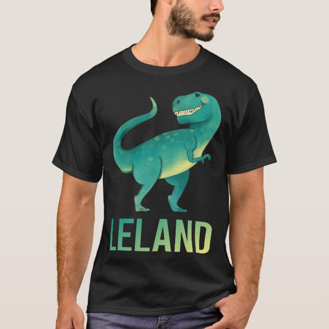 Happy Dinosaur - Leland Name T-Shirt (Vorderseite)