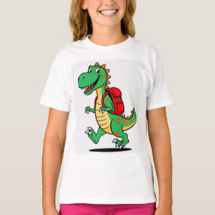 Happy Dinosaur mit Backpack T - Shirt für Kinder"