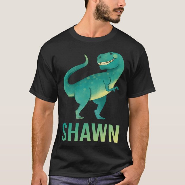 Happy Dinosaur - Name Shawn T-Shirt (Vorderseite)