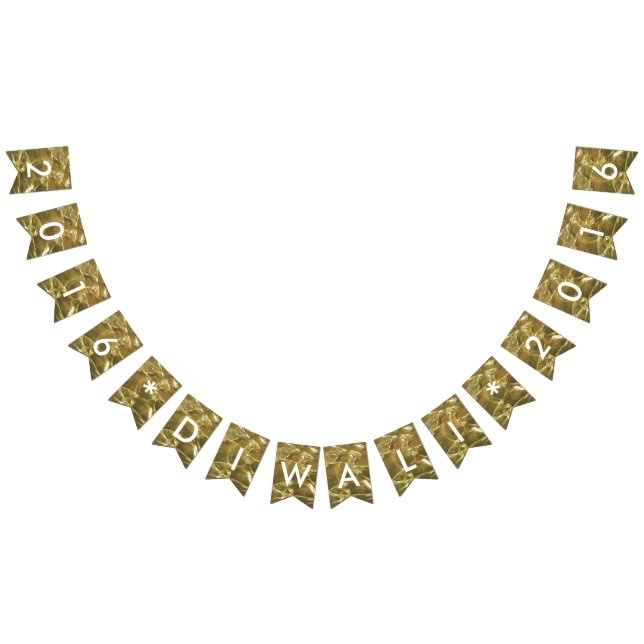 Happy Diwali 2016 Gold White Glitzer Lights Party Wimpelkette (Alle)