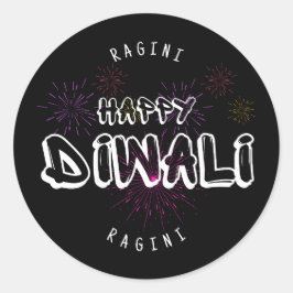 Happy Diwali - anpassbar und personalisiert Runder Aufkleber