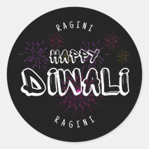 Happy Diwali - anpassbar und personalisiert Runder Aufkleber