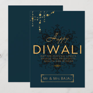 Happy Diwali anpassbare Marine und Gold Feiertagskarte