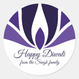 Happy Diwali Beautiful Lila Custom Family Runder Aufkleber