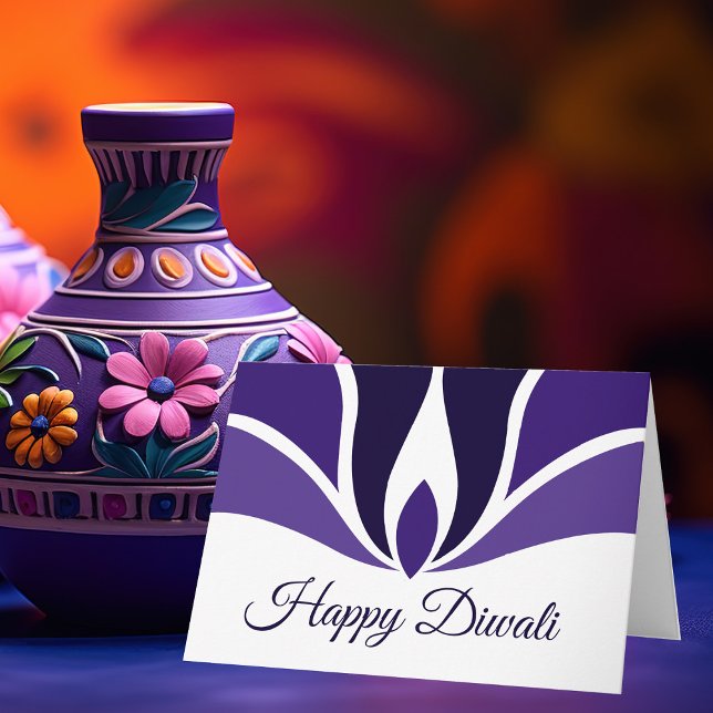 Happy Diwali Beautiful Lila Custom Feiertagskarte (Von Creator hochgeladen)