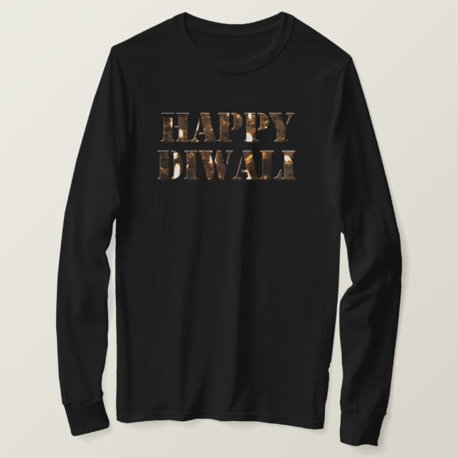 Happy Diwali Candlelight Typografy T - Shirt (Design vorne)