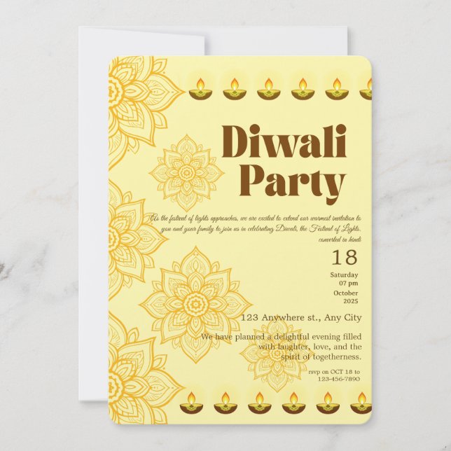 Happy Diwali Celebration Einladung (Vorderseite)