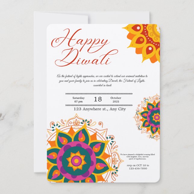 Happy Diwali Celebration Einladung (Vorderseite)