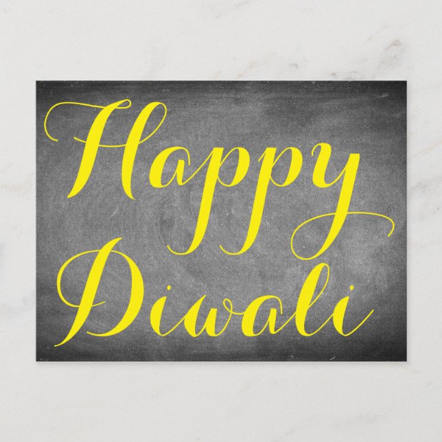 Happy Diwali Chalkboard Typografie Custom Card Postkarte (Vorderseite)