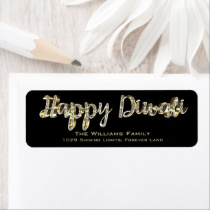 Happy Diwali Chic Black and Gold Letters Script