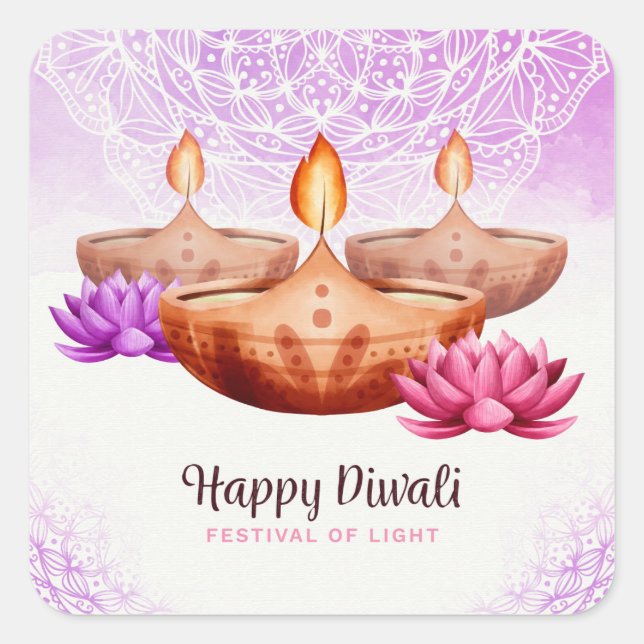 Happy Diwali Classic Quadratischer Aufkleber (Vorderseite)