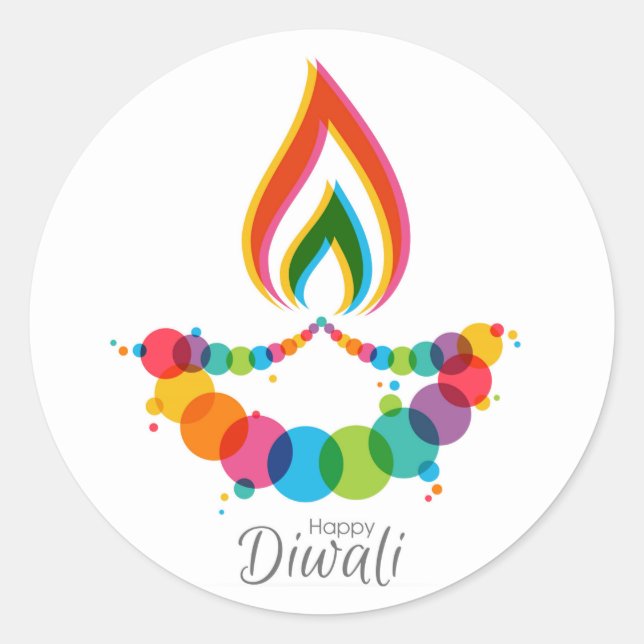 Happy Diwali Classic Round Sticker (Vorderseite)