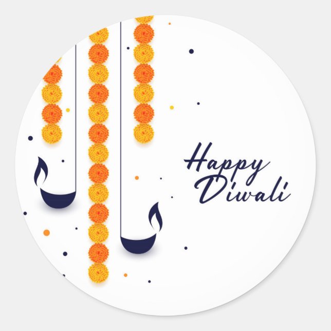 Happy Diwali Classic Round Sticker (Vorderseite)