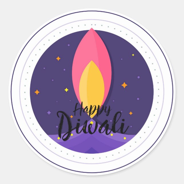 Happy Diwali Classic Round Sticker Enevelope Siege (Vorderseite)