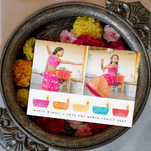 Happy Diwali Colored Lanterns 2 Foto Ferienkarte Feiertagskarte