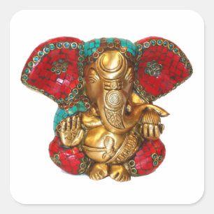 Happy DIWALI - Danke GANAPATI Ganesh Quadratischer Aufkleber