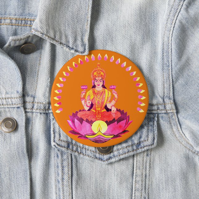 Happy Diwali - Deepalavi Lakshmi Goddess 1 Button (Beispiel)