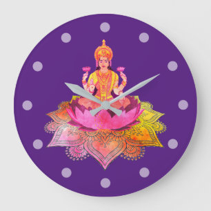 Happy Diwali - Deepalavi Lakshmi Goddess 4 Große Wanduhr