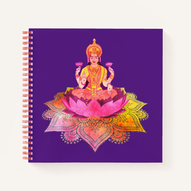 Happy Diwali - Deepalavi Lakshmi Goddess 4 Notizbuch (Vorderseite)