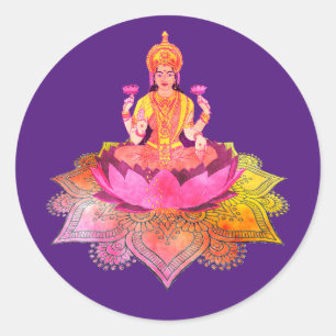 Happy Diwali - Deepalavi Lakshmi Goddess 4 Runder Aufkleber