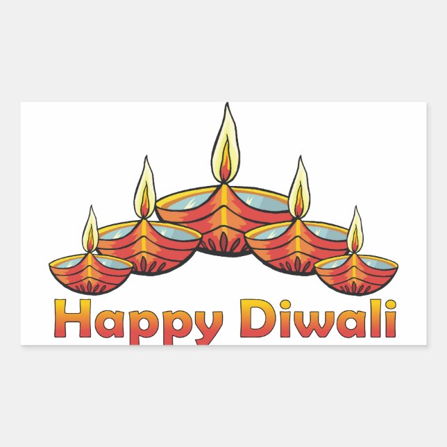 Happy Diwali Deepas Rechteckiger Aufkleber (Vorderseite)