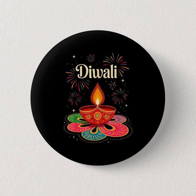 Happy Diwali Deepavali Hindu Indian Festival Of Li Button (Vorderseite)