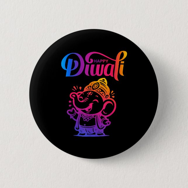 Happy Diwali Deepavali Hindu Indian Festival Of Li Button (Vorderseite)