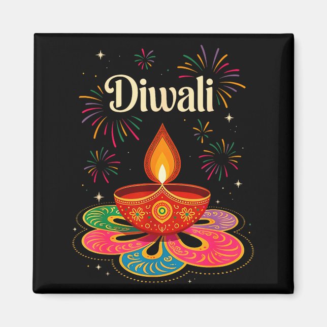 Happy Diwali Deepavali Hindu Indian Festival Of Li Magnet (Vorne)