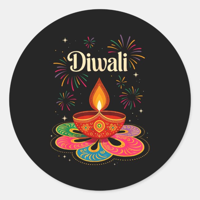 Happy Diwali Deepavali Hindu Indian Festival Of Li Runder Aufkleber (Vorderseite)