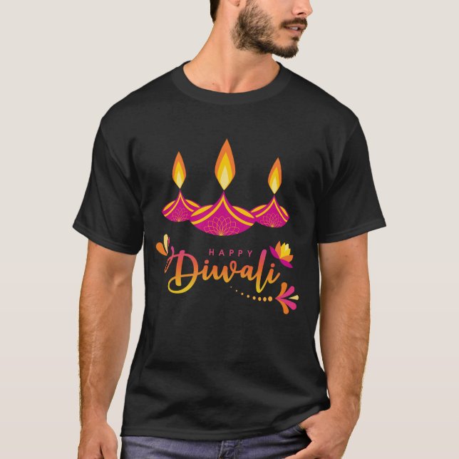 Happy Diwali Deepavali Indian Festival of Lights T-Shirt (Vorderseite)