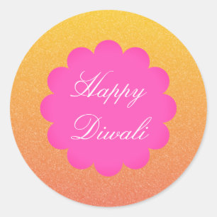 Happy Diwali Elegante Gold Pink Runder Aufkleber