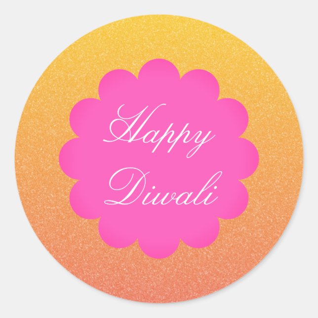 Happy Diwali Elegante Gold Pink Runder Aufkleber (Vorderseite)