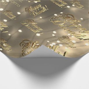 Happy Diwali Elegante Imitate Gold Typografie Geschenkpapier