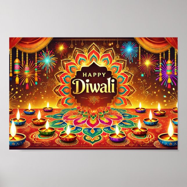 Happy Diwali - Feiern Sie das Festival des Lichts Poster (Vorne)