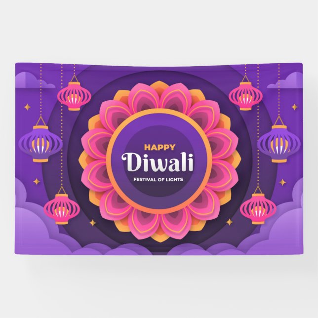 Happy Diwali Festival der Lichter Banner (Horizontal)
