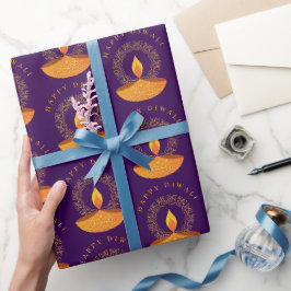 Happy Diwali Festival der Lichter Lila Geschenkpapier
