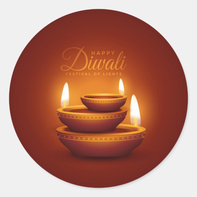 Happy Diwali, Festival der Lichter Runder Aufkleber (Vorderseite)