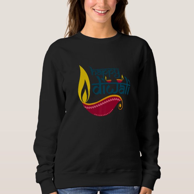 Happy Diwali Festival of Lights 3 Lights For India Sweatshirt (Vorderseite)