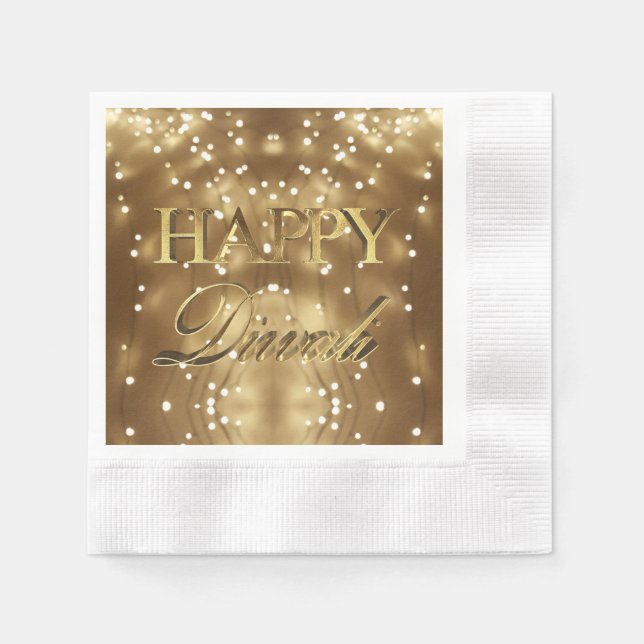 Happy Diwali Festival of Lights Gold Typografie Serviette (Vorderseite)