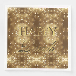 Happy Diwali Festival of Lights Gold Typografie Serviette