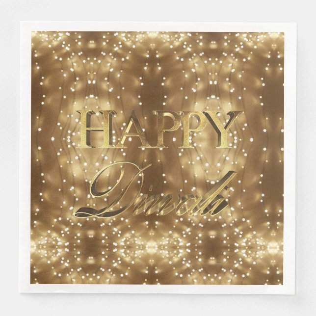 Happy Diwali Festival of Lights Gold Typografie Serviette (Vorderseite)