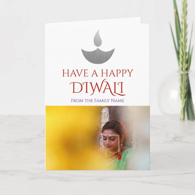 Happy Diwali Foto Personalisiert Karte (Vorderseite)